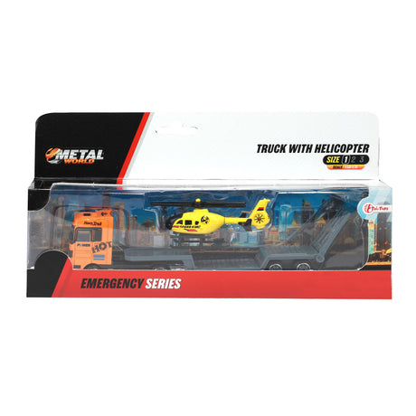 Toi-toys Metall-LKW mit Anhänger und Hubschrauber