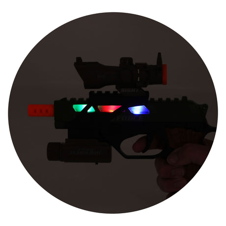 Toi-toys Alfafox Militärpistole mit Schalldämpfer + Taschenlampe + Licht und Ton