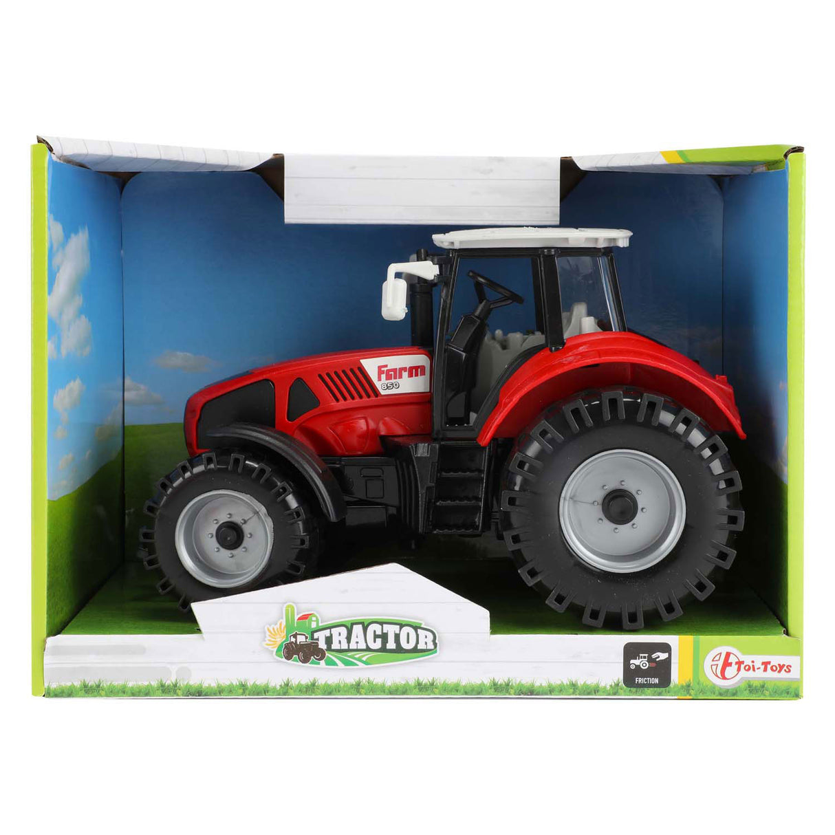 Traktor mit Friktion 19 cm rot schwarz