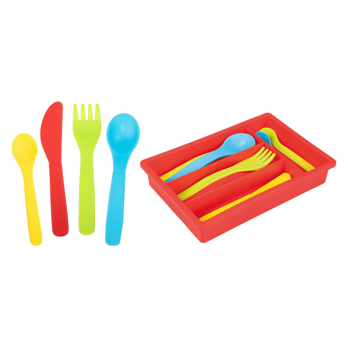 Toi-toys Home Food Besteckset mit Tablett, 16-teilig.