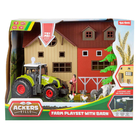 Toi-toys Ackersville Bauernhof mit Traktor, Licht- und Sound-Spielset, 12-teilig.