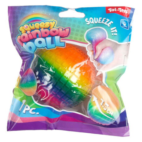 Toi-toys Toi Toys lustiger, strukturierter Quetschball, Regenbogen-Rippenschaum, 7 cm