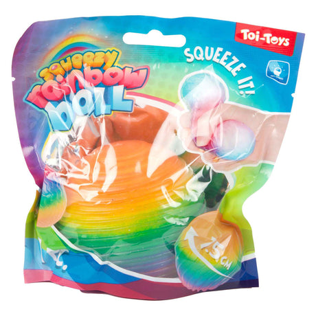 Toi-toys Toi Toys lustiger, strukturierter Quetschball, Regenbogen-Rippenschaum, 7 cm