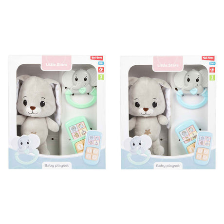 Toi-toys Little Stars Baby Kuscheltier Plüschhase mit Rassel und Telefon, 3-tlg.