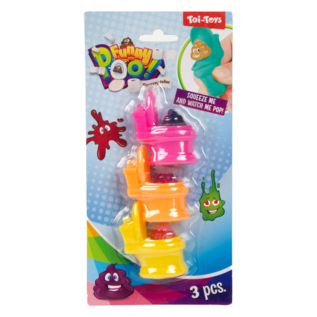 Toi-toys funny poo knijptoiletten glitter drol set van 3 stuks 2 assorti