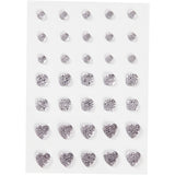 Vivi Gade Strasssteine, rund, quadratisch, Herz, Größe 6+8+10 mm, Silber, 35 Stück 1 Box