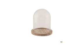 Stolp glas met houten bodem ø12,5x17cm transparant