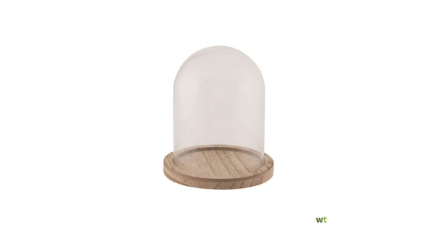 Stolp glas met houten bodem ø12,5x17cm transparant