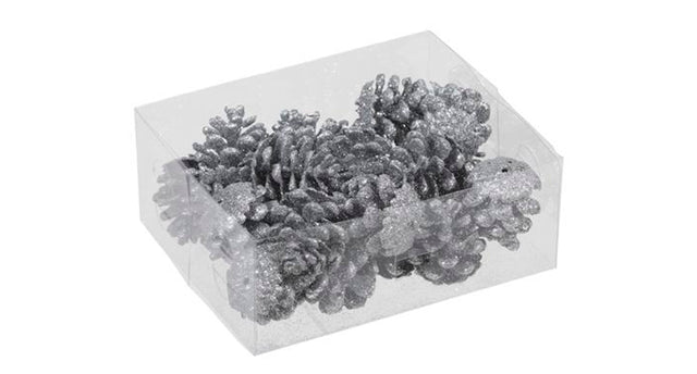 Pet 24 glitter cones loose silver 4,5cm