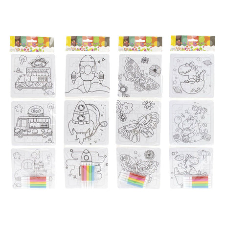 Jono toys kleur je eigen puzzeltjes- 3 puzzeltjes + 5 stiften