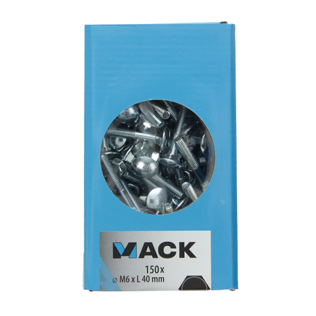 Mack 1007051 - houtbout + moer verzinkt 150 st 6 x 40 mm | 2 stuks