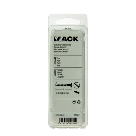 Mack 1017367 - houtschroef verzonken kop verz5 st 6,0 x 60 mm | 10 stuks