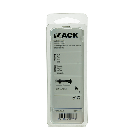Mack 1017564 - houtbout + moer staal verzinkt10 st m5 x 40 mm | 5 stuks