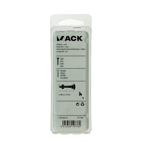 Mack 1017569 - houtbout + moer staal verzinkt7 st m6 x 35 mm | 5 stuks