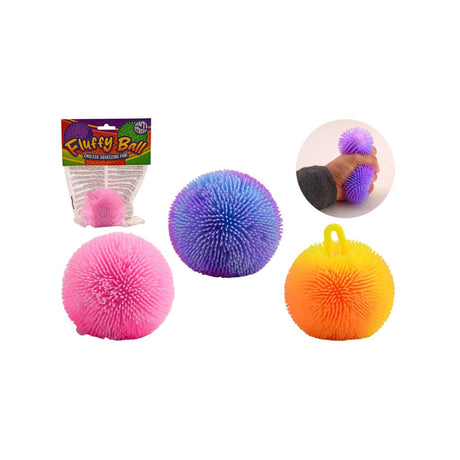 Johntoy foam fluffy bal in zak, 4 assorti
