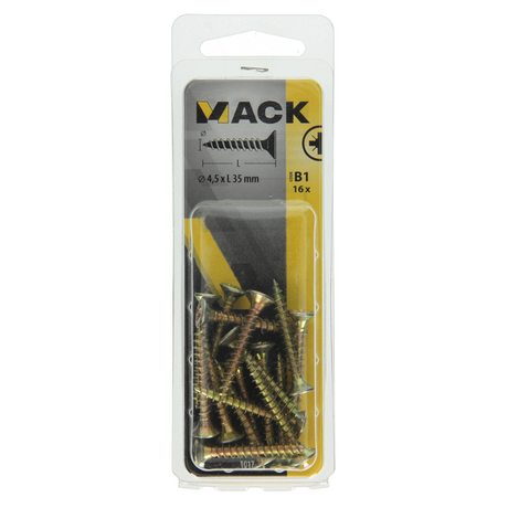 Mack 1017244 - spaanplaatschroef vz kop geelverz.16 st 4,5 x 35 mm | 10 stuks
