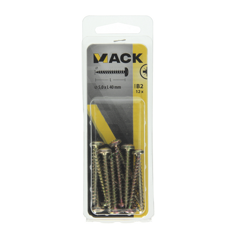 Mack 1017280 - spaanplaatschroef cylkop geelverz.12 st 5,0 x 40 mm | 10 stuks