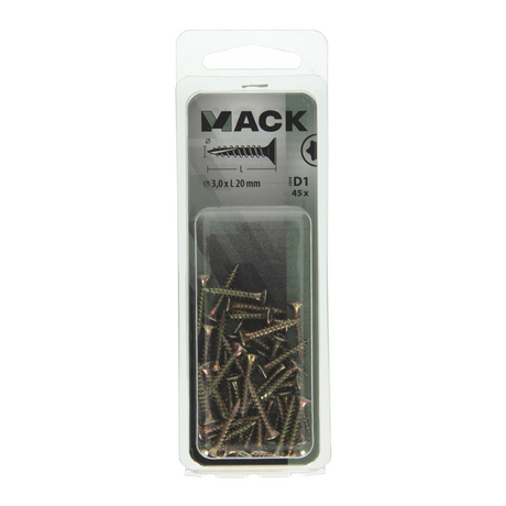 Mack 1017282 - spaanplschr.vzkop-zelfb. geelverz. 45 st 3,0 x 20 mm | 10 stuks
