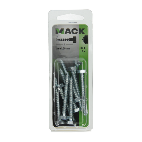Mack 1017405 - houtdraadbout staal verzinkt 9 st 6 x 50 mm | 10 stuks
