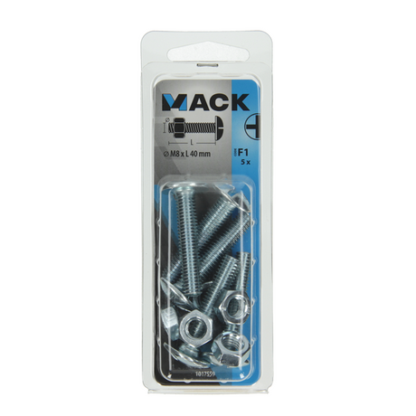 Mack 1017559 - kachelbout + moer staal verzinkt 5 st m8 x 40 mm | 5 stuks