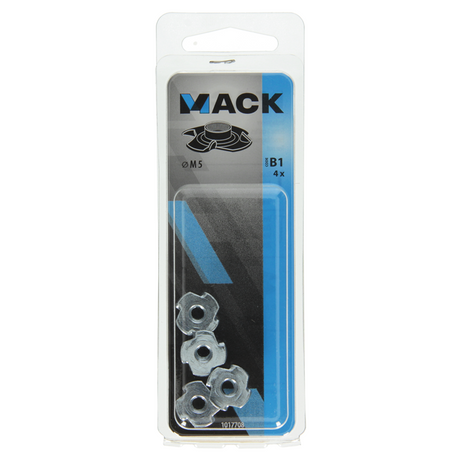 Mack 1017708 - inslagmoer staal verzinkt 4 st m5 | 10 stuks