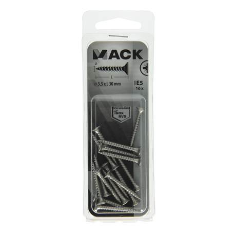 Mack 1019735 - spaanplaatschroef vz kop rvs 16 st 3,5 x 30 mm | 10 stuks