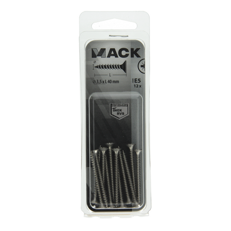 Mack 1019737 - spaanplaatschroef vz kop rvs 12 st 3,5 x 40 mm | 10 stuks