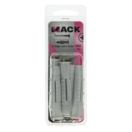 Mack 1017905 - universeelplug + schroef polyeth6 st 10mm 6,0x70mm | 5 stuks