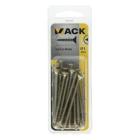 Mack 1017982 - spaanplaatschroef vz kop geelverz. 25st 4,5 x 60 mm | 5 stuks