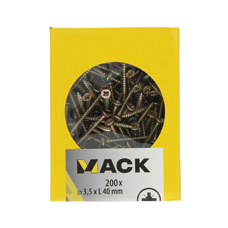 Mack 1020086 - spaanplaatschroef vz kop geelvz 200 st 3,5 x 40 mm | 5 stuks