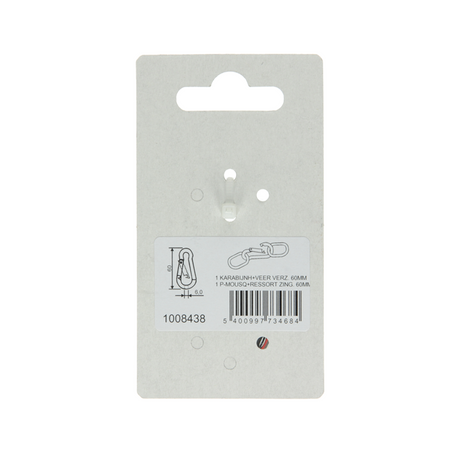 Mack 1008438 - 1 karabijnhaak + veer 6 x 60mm verzinkt | 10 stuks