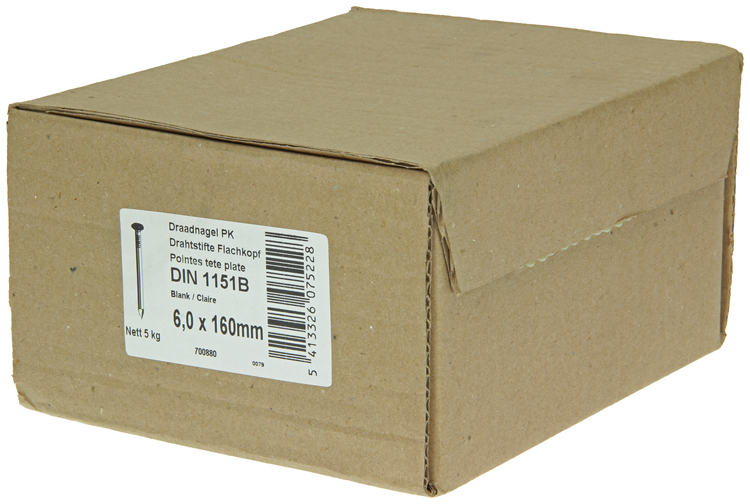 1015660 - doos 5 kg. nagels platte kop 6,0x160 mm | 2 stuks