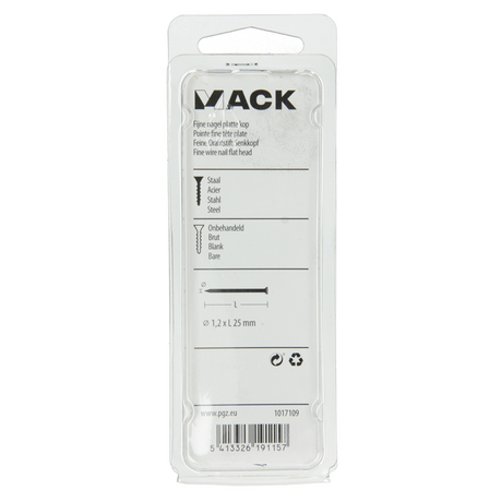 Mack 1017109 - fijne nagel platte kop 85 gr 1,2 x 25 mm | 5 stuks