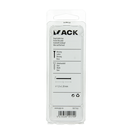 Mack 1017163 - nagel platte kop messing 20 gr1,5 x 20 mm | 10 stuks