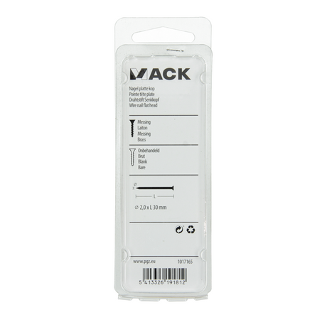 Mack 1017165 - nagel platte kop messing 20 gr2,0 x 30 mm | 10 stuks