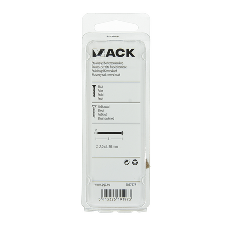 Mack 1017178 - staalnagel bvk staal geblauwd 40 gr 2,0 x 20 mm | 10 stuks