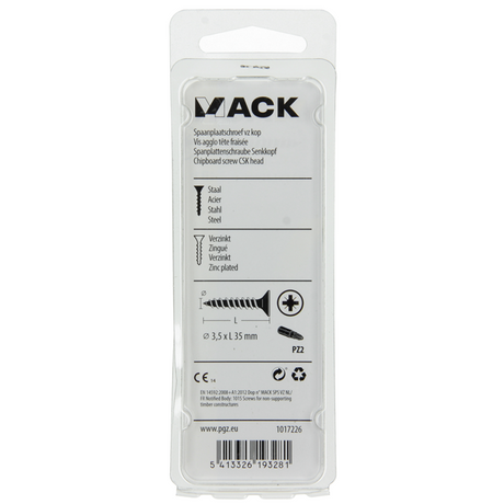 Mack 1017226 - spaanplaatschroef vz kop geelverz.24 st 3,5 x 35 mm | 10 stuks