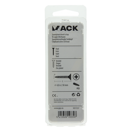 Mack 1017237 - spaanplaatschroef vz kop geelverz.15 st 4,0 x 50 mm | 10 stuks