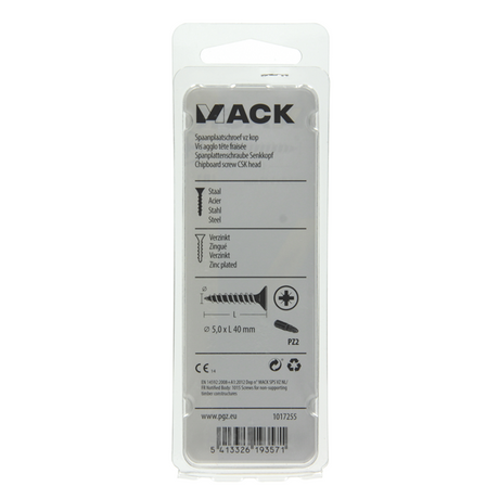 Mack 1017255 - spaanplaatschroef vz kop geelverz.12 st 5,0 x 40 mm | 10 stuks