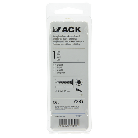 Mack 1017291 - spaanplschr.vzkop-zelfb. geelverz. 14 st 3,5 x 50 mm | 10 stuks