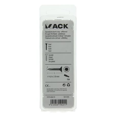 Mack 1017295 - spaanplschr.vzkop-zelfb. geelverz. 22 st 4,0 x 30 mm | 10 stuks