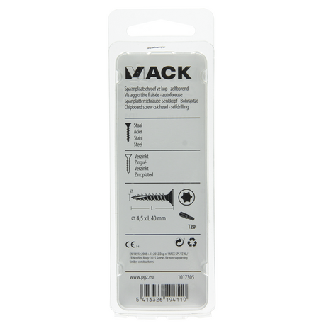 Mack 1017305 - spaanplschr.vzkop-zelfb. geelverz.15 st 4,5 x 40 mm | 10 stuks