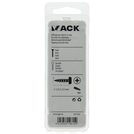 Mack 1017434 - zelftappende schroef cyl kop verz. 40st 2,9 x 9,5 mm | 10 stuks