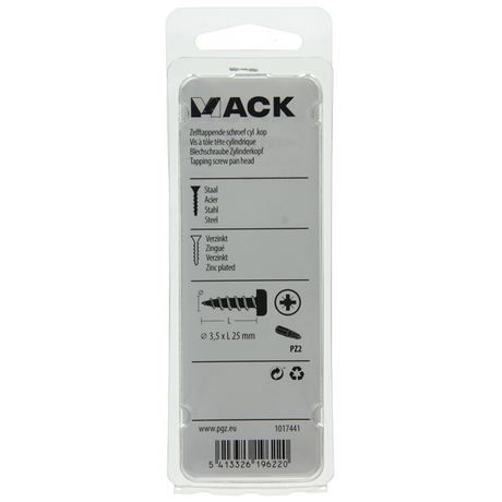 Mack 1017441 - zelftappende schroef cyl kop verz. 22st 3,5 x 25 mm | 10 stuks