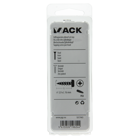 Mack 1017443 - zelftappende schroef cyl kop verz. 24st 3,9 x 16 mm | 10 stuks