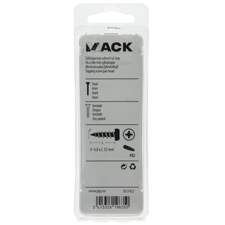 Mack 1017453 - zelftappende schroef cyl kop verz. 10st 4,8 x 32 mm | 10 stuks