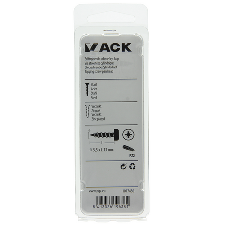 Mack 1017456 - zelftappende schroef cyl kop verz. 11st 5,5 x 13 mm | 10 stuks