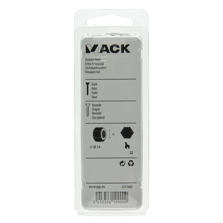 Mack 1017680 - zeskant moer staal verzinkt 4 st m 14 | 5 stuks