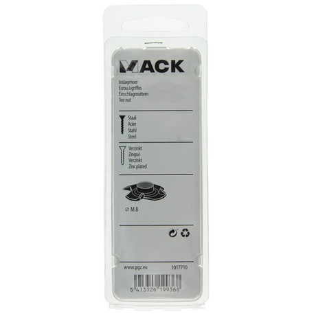 Mack 1017710 - inslagmoer staal verzinkt 4 st m8 | 10 stuks