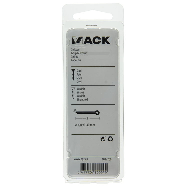 Mack 1017766 - splitpen staal verzinkt 10 st 4,0 x 40 mm | 10 stuks
